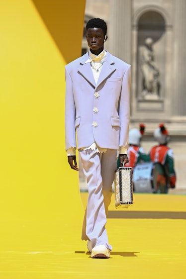 PARIS, FRANCE - JUNE 23: A model walks the runway during the Vuitton Ready to Wear Spring/Summer 202...